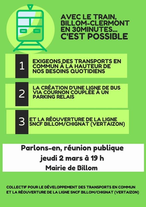 BILLOMVERTAIZON, étude de faisabilité en cours et réunion publique le